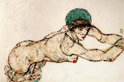 Egon Schiele Female Nude to the Right painting